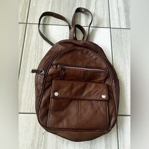 Small‎ brown leather backpack